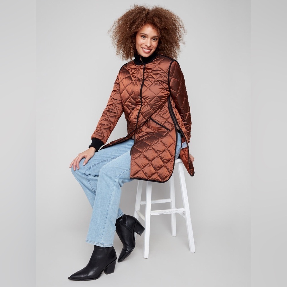Adroit Atelier Libby Quilted Long Jacket Sepia Bronze